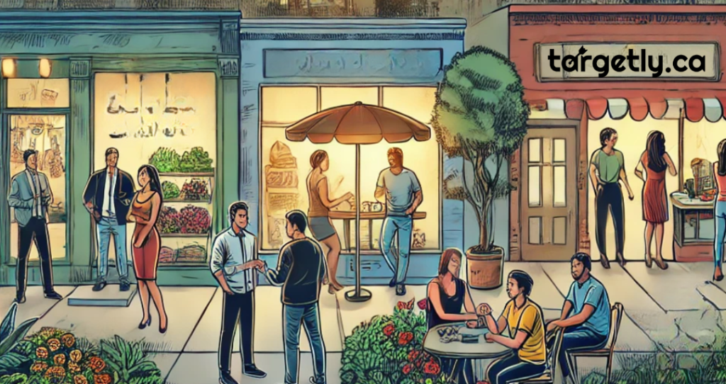 Illustration by Targetly.ca showcasing successful local marketing in Ottawa with community-focused campaigns and tailored neighborhood engagement strategies